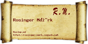 Rosinger Márk névjegykártya